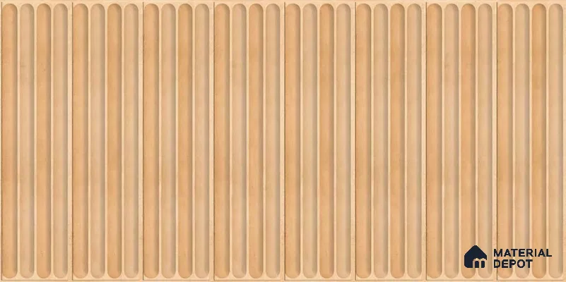 Faux Subway Wall Tile TL 05377 C Miraq Ripple Stripes Beige 2 ft x 1 ft Ceramic Glossy Finish - 8 mm | Suitable For Kitchen, Bathroom Walls and Backsplashes | Please Expect a Slight Variation of Pattern