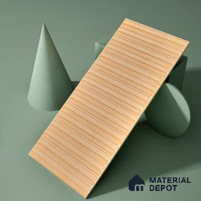 Faux Subway Wall Tile TL 05377 C Miraq Ripple Stripes Beige 2 ft x 1 ft Ceramic Glossy Finish - 8 mm | Suitable For Kitchen, Bathroom Walls and Backsplashes | Please Expect a Slight Variation of Pattern