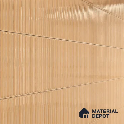 Faux Subway Wall Tile TL 05377 C Miraq Ripple Stripes Beige 2 ft x 1 ft Ceramic Glossy Finish - 8 mm | Suitable For Kitchen, Bathroom Walls and Backsplashes | Please Expect a Slight Variation of Pattern