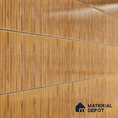Faux Subway Wall Tile TL 05377 D Miraq Ripple Stripes Gold 2 ft x 1 ft Ceramic Glossy Finish - 8 mm | Suitable For Kitchen, Bathroom Walls and Backsplashes | Please Expect a Slight Variation of Pattern (Sample)