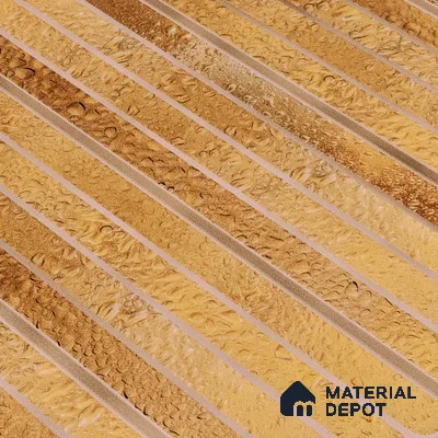 Faux Subway Wall Tile TL 05377 D Miraq Ripple Stripes Gold 2 ft x 1 ft Ceramic Glossy Finish - 8 mm | Suitable For Kitchen, Bathroom Walls and Backsplashes | Please Expect a Slight Variation of Pattern (Sample)