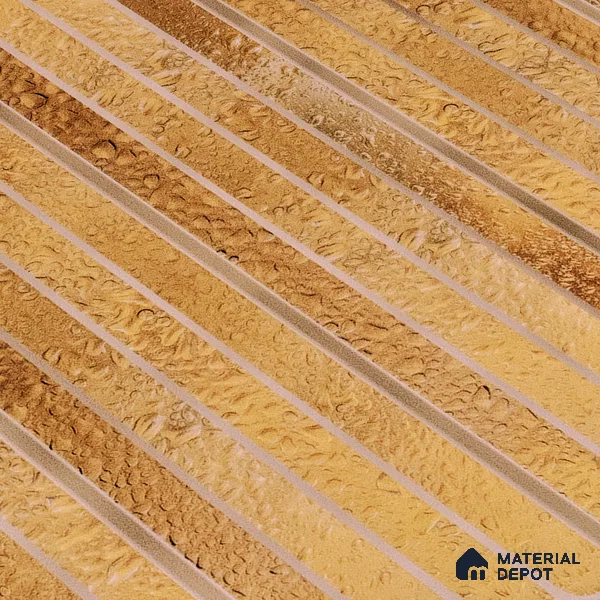 Faux Subway Wall Tile TL 05377 D Miraq Ripple Stripes Gold 2 ft x 1 ft Ceramic Glossy Finish - 8 mm | Suitable For Kitchen, Bathroom Walls and Backsplashes | Please Expect a Slight Variation of Pattern (Sample)