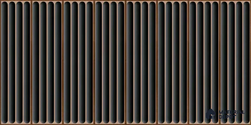 Faux Subway Wall Tile TL 05377 Miraq Ripple Stripes Black 2 ft x 1 ft Ceramic Glossy Finish - 8 mm | Suitable For Kitchen, Bathroom Walls and Backsplashes | Please Expect a Slight Variation of Pattern (Sample)