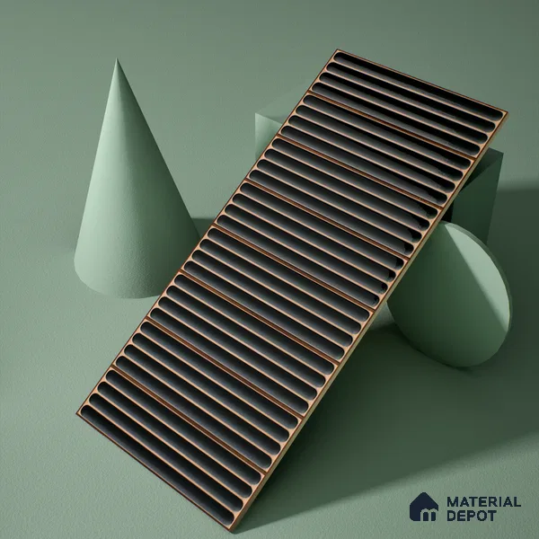 Faux Subway Wall Tile TL 05377 Miraq Ripple Stripes Black 2 ft x 1 ft Ceramic Glossy Finish - 8 mm | Suitable For Kitchen, Bathroom Walls and Backsplashes | Please Expect a Slight Variation of Pattern (Sample)
