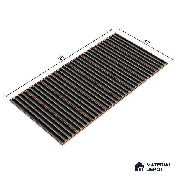 Faux Subway Wall Tile TL 05377 Miraq Ripple Stripes Black 2 ft x 1 ft Ceramic Glossy Finish - 8 mm | Suitable For Kitchen, Bathroom Walls and Backsplashes | Please Expect a Slight Variation of Pattern (Sample)