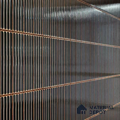 Faux Subway Wall Tile TL 05377 Miraq Ripple Stripes Black 2 ft x 1 ft Ceramic Glossy Finish - 8 mm | Suitable For Kitchen, Bathroom Walls and Backsplashes | Please Expect a Slight Variation of Pattern (Sample)