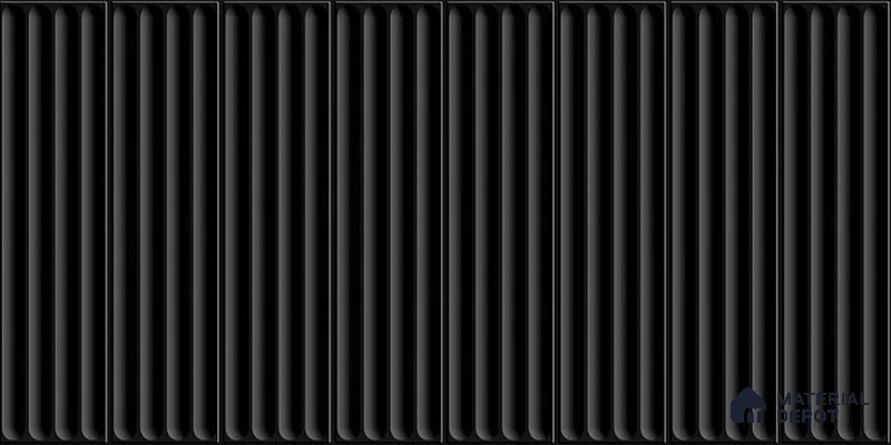 Faux Subway Wall Tile TL 05377 I Miraq Black Ripple 2 ft x 1 ft Ceramic Glossy Finish - 8 mm | Suitable For Kitchen, Bathroom Walls and Backsplashes | Please Expect a Slight Variation of Pattern