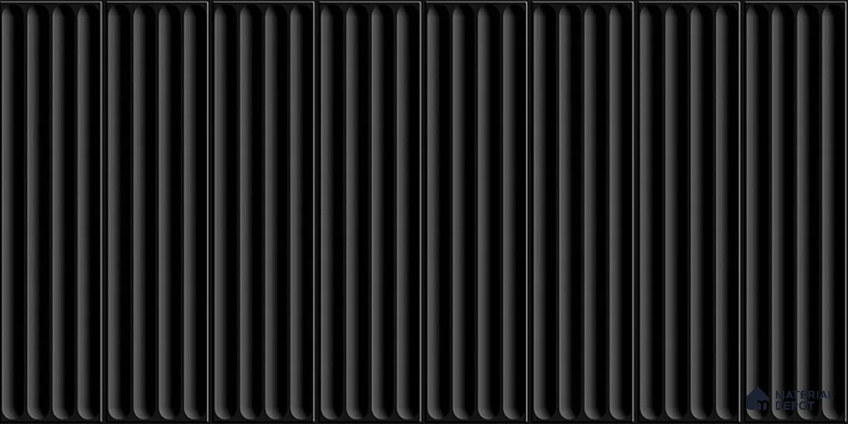 Faux Subway Wall Tile TL 05377 I Miraq Black Ripple 2 ft x 1 ft Ceramic Glossy Finish - 8 mm | Suitable For Kitchen, Bathroom Walls and Backsplashes | Please Expect a Slight Variation of Pattern