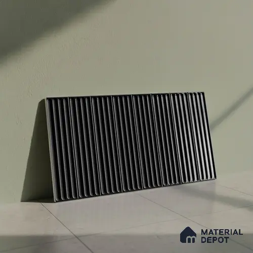 Faux Subway Wall Tile TL 05377 I Miraq Black Ripple 2 ft x 1 ft Ceramic Glossy Finish - 8 mm | Suitable For Kitchen, Bathroom Walls and Backsplashes | Please Expect a Slight Variation of Pattern