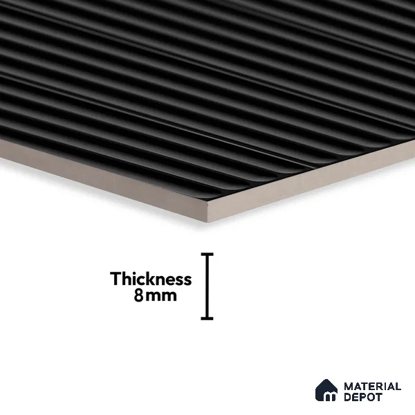 Faux Subway Wall Tile TL 05377 I Miraq Black Ripple 2 ft x 1 ft Ceramic Glossy Finish - 8 mm | Suitable For Kitchen, Bathroom Walls and Backsplashes | Please Expect a Slight Variation of Pattern