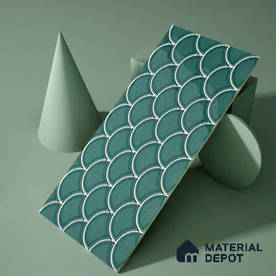 Faux Subway Wall Tile TL 05378 B Miraq Shellora Aqua 2 ft x 1 ft Ceramic Glossy Finish - 8 mm | Suitable For Kitchen, Bathroom Walls and Backsplashes (Sample)