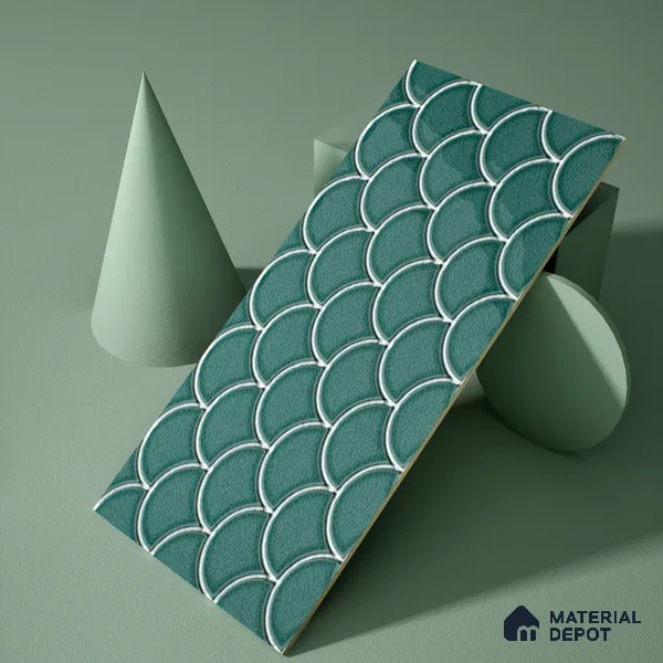 Faux Subway Wall Tile TL 05378 B Miraq Shellora Aqua 2 ft x 1 ft Ceramic Glossy Finish - 8 mm | Suitable For Kitchen, Bathroom Walls and Backsplashes (Sample)