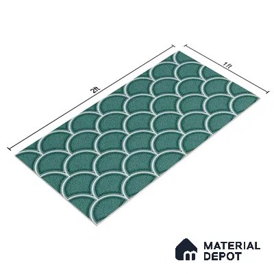 Faux Subway Wall Tile TL 05378 B Miraq Shellora Aqua 2 ft x 1 ft Ceramic Glossy Finish - 8 mm | Suitable For Kitchen, Bathroom Walls and Backsplashes (Sample)