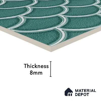 Faux Subway Wall Tile TL 05378 B Miraq Shellora Aqua 2 ft x 1 ft Ceramic Glossy Finish - 8 mm | Suitable For Kitchen, Bathroom Walls and Backsplashes (Sample)