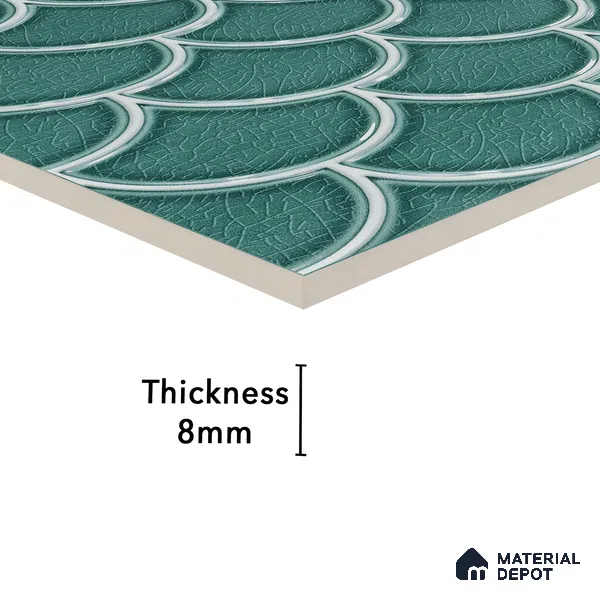Faux Subway Wall Tile TL 05378 B Miraq Shellora Aqua 2 ft x 1 ft Ceramic Glossy Finish - 8 mm | Suitable For Kitchen, Bathroom Walls and Backsplashes (Sample)