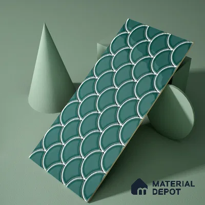 Faux Subway Wall Tile TL 05378 C Miraq Shellora Aqua 2 ft x 1 ft Ceramic Glossy Finish - 8 mm | Suitable For Kitchen, Bathroom Walls and Backsplashes (Sample)