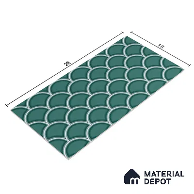 Faux Subway Wall Tile TL 05378 C Miraq Shellora Aqua 2 ft x 1 ft Ceramic Glossy Finish - 8 mm | Suitable For Kitchen, Bathroom Walls and Backsplashes (Sample)