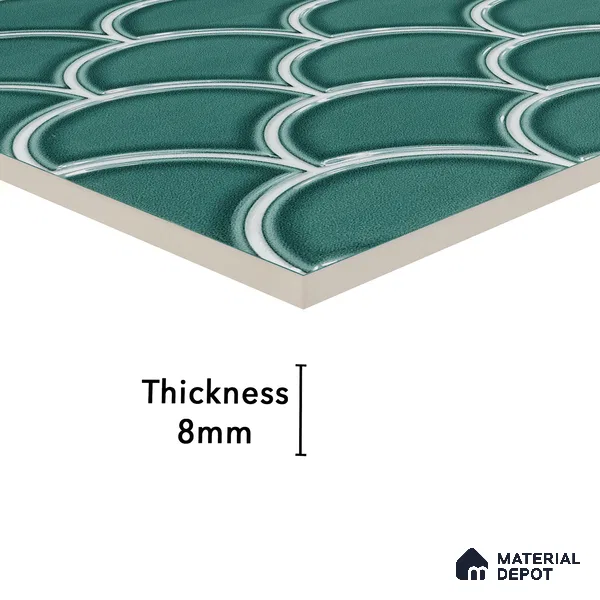 Faux Subway Wall Tile TL 05378 C Miraq Shellora Aqua 2 ft x 1 ft Ceramic Glossy Finish - 8 mm | Suitable For Kitchen, Bathroom Walls and Backsplashes (Sample)