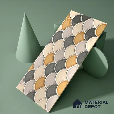 Faux Subway Wall Tile TL 05378 D Miraq Shellora Mustard 2 ft x 1 ft Ceramic Glossy Finish - 8 mm | Suitable For Kitchen, Bathroom Walls and Backsplashes (Sample)