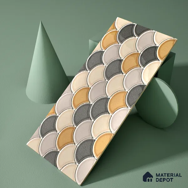 Faux Subway Wall Tile TL 05378 D Miraq Shellora Mustard 2 ft x 1 ft Ceramic Glossy Finish - 8 mm | Suitable For Kitchen, Bathroom Walls and Backsplashes (Sample)