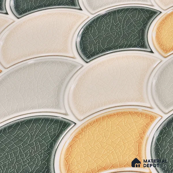 Faux Subway Wall Tile TL 05378 D Miraq Shellora Mustard 2 ft x 1 ft Ceramic Glossy Finish - 8 mm | Suitable For Kitchen, Bathroom Walls and Backsplashes (Sample)