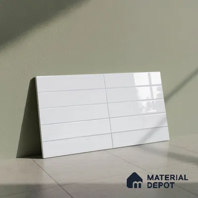Faux Subway Wall Tile TL 05384 Miraq Snow White 2 ft x 1 ft Ceramic Glossy Finish - 8 mm | Suitable For Kitchen, Bathroom Walls and Backsplashes | Please Expect a Slight Variation of Pattern (Sample)