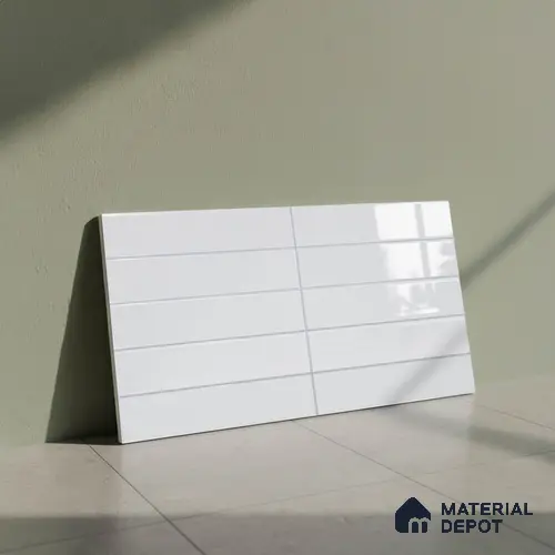 Faux Subway Wall Tile TL 05384 Miraq Snow White 2 ft x 1 ft Ceramic Glossy Finish - 8 mm | Suitable For Kitchen, Bathroom Walls and Backsplashes | Please Expect a Slight Variation of Pattern