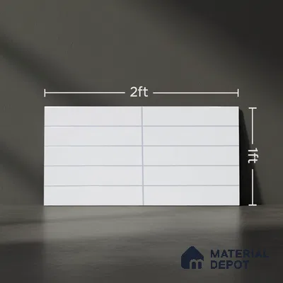 Faux Subway Wall Tile TL 05384 Miraq Snow White 2 ft x 1 ft Ceramic Glossy Finish - 8 mm | Suitable For Kitchen, Bathroom Walls and Backsplashes | Please Expect a Slight Variation of Pattern (Sample)