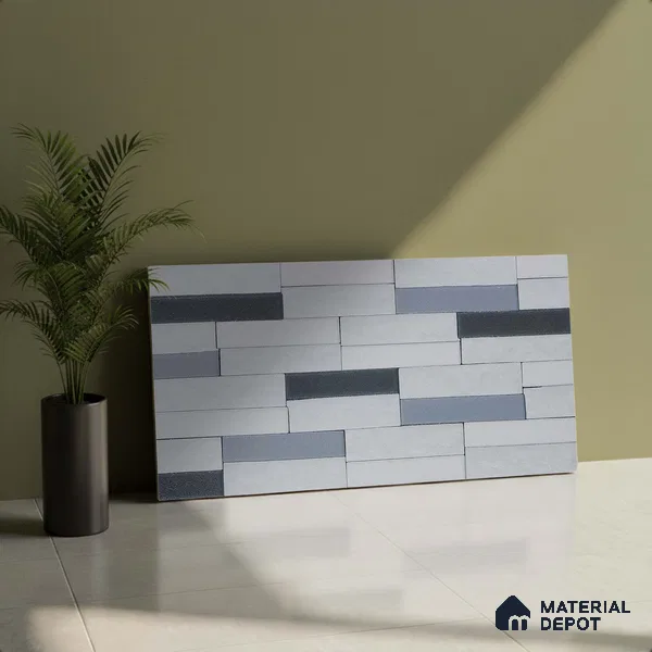 Faux Subway Wall Tile TL 05382 B Miraq Stack White 2 ft x 1 ft Ceramic Matte Finish - 8 mm | Suitable For Kitchen, Bathroom Walls and Backsplashes | Please Expect a Slight Variation of Pattern (Sample)