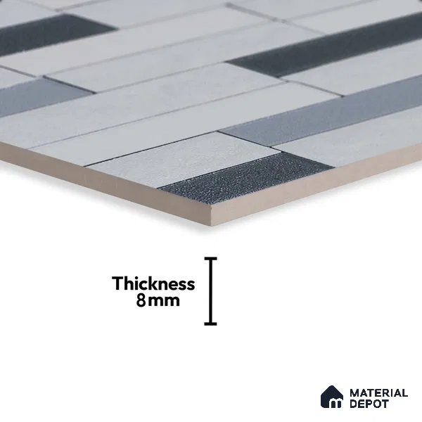 Faux Subway Wall Tile TL 05382 B Miraq Stack White 2 ft x 1 ft Ceramic Matte Finish - 8 mm | Suitable For Kitchen, Bathroom Walls and Backsplashes | Please Expect a Slight Variation of Pattern (Sample)