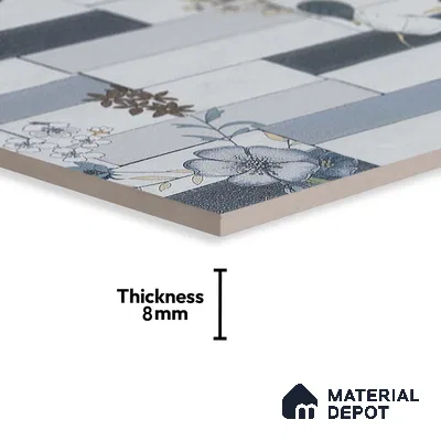 Faux Subway Wall Tile TL 05382 Miraq Stack Floral White 2 ft x 1 ft Ceramic Matte Finish - 8 mm | Suitable For Kitchen, Bathroom Walls and Backsplashes | Please Expect a Slight Variation of Pattern (Sample)
