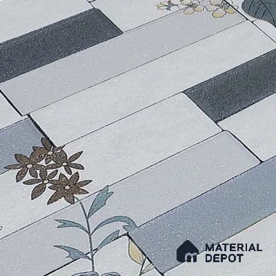 Faux Subway Wall Tile TL 05382 Miraq Stack Floral White 2 ft x 1 ft Ceramic Matte Finish - 8 mm | Suitable For Kitchen, Bathroom Walls and Backsplashes | Please Expect a Slight Variation of Pattern (Sample)