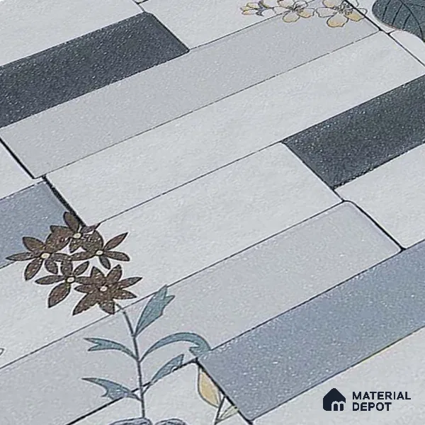 Faux Subway Wall Tile TL 05382 Miraq Stack Floral White 2 ft x 1 ft Ceramic Matte Finish - 8 mm | Suitable For Kitchen, Bathroom Walls and Backsplashes | Please Expect a Slight Variation of Pattern (Sample)