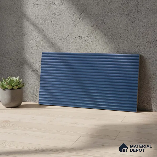 Faux Subway Wall Tile TL 05381 Miraq Temba Navy Blue 2 ft x 1 ft Ceramic Matte Finish - 8 mm | Suitable For Kitchen, Bathroom Walls and Backsplashes | Please Expect a Slight Variation of Pattern (Sample)