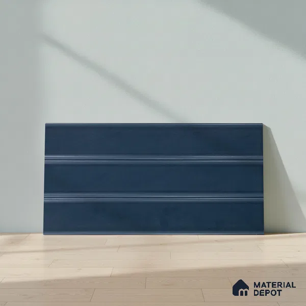 Faux Subway Wall Tile TL 05385 D Miraq Nautical Blue 2 ft x 1 ft Ceramic Matte Finish - 8 mm | Suitable For Kitchen, Bathroom Walls and Backsplashes | Please Expect a Slight Variation of Pattern (Sample)
