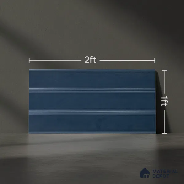 Faux Subway Wall Tile TL 05385 D Miraq Nautical Blue 2 ft x 1 ft Ceramic Matte Finish - 8 mm | Suitable For Kitchen, Bathroom Walls and Backsplashes | Please Expect a Slight Variation of Pattern (Sample)