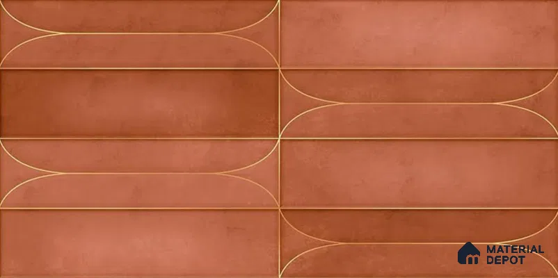 Faux Subway Wall Tile TL 05295 B Splendore Golden Arch Cotto 2 ft x 1 ft Ceramic Matte Finish - 9 mm | Suitable for Bathroom, Balcony, Kitchen Walls & Backsplashes | Please Expect a Slight Variation of Pattern (Sample)