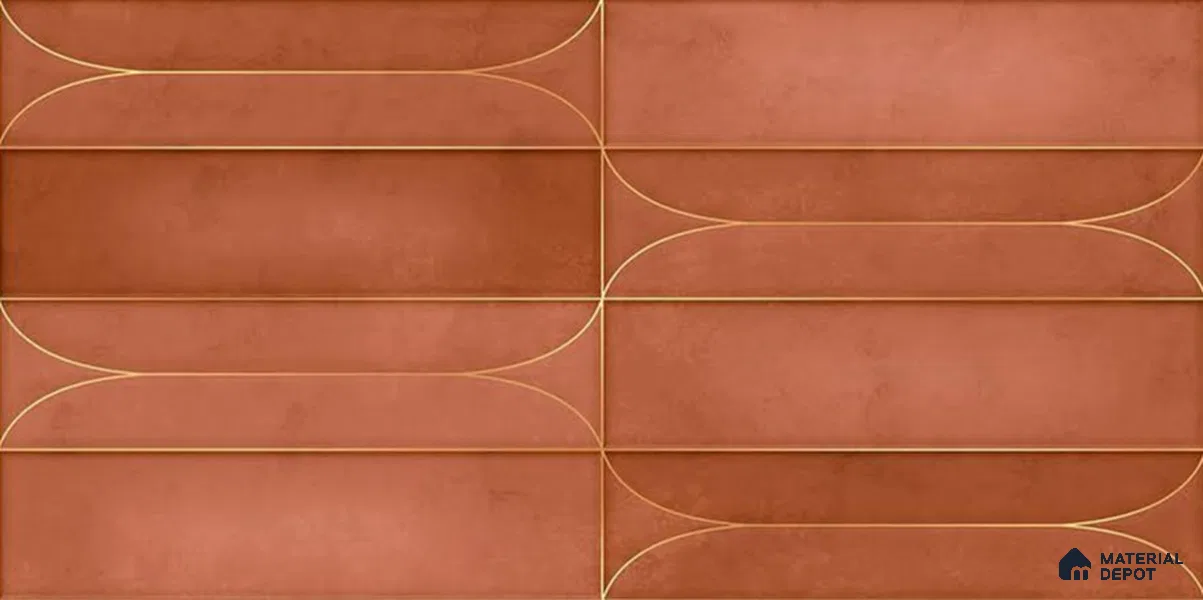 Faux Subway Wall Tile TL 05295 B Splendore Golden Arch Cotto 2 ft x 1 ft Ceramic Matte Finish - 9 mm | Suitable for Bathroom, Balcony, Kitchen Walls & Backsplashes | Please Expect a Slight Variation of Pattern (Sample)