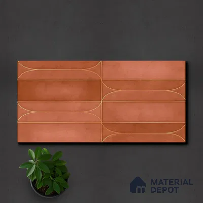 Faux Subway Wall Tile TL 05295 B Splendore Golden Arch Cotto 2 ft x 1 ft Ceramic Matte Finish - 9 mm | Suitable for Bathroom, Balcony, Kitchen Walls & Backsplashes | Please Expect a Slight Variation of Pattern (Sample)