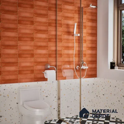 Faux Subway Wall Tile TL 05295 B Splendore Golden Arch Cotto 2 ft x 1 ft Ceramic Matte Finish - 9 mm | Suitable for Bathroom, Balcony, Kitchen Walls & Backsplashes | Please Expect a Slight Variation of Pattern (Sample)