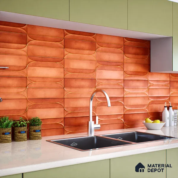Faux Subway Wall Tile TL 05295 B Splendore Golden Arch Cotto 2 ft x 1 ft Ceramic Matte Finish - 9 mm | Suitable for Bathroom, Balcony, Kitchen Walls & Backsplashes | Please Expect a Slight Variation of Pattern (Sample)
