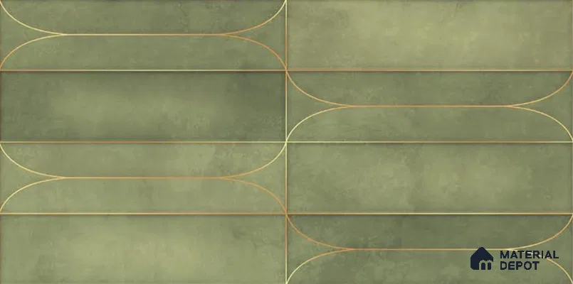 Faux Subway Wall Tile TL 05295 C Splendore Golden Arch Olive 2 ft x 1 ft Ceramic Matte Finish - 9 mm | Suitable for Bathroom, Balcony, Kitchen Walls & Backsplashes | Please Expect a Slight Variation of Pattern (Sample)