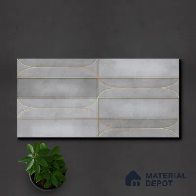 Faux Subway Wall Tile TL 05295 D Splendore Golden Arch Shadow 2 ft x 1 ft Ceramic Matte Finish - 9 mm | Suitable for Bathroom, Balcony, Kitchen Walls & Backsplashes | Please Expect a Slight Variation of Pattern (Sample)
