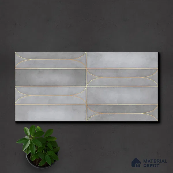 Faux Subway Wall Tile TL 05295 D Splendore Golden Arch Shadow 2 ft x 1 ft Ceramic Matte Finish - 9 mm | Suitable for Bathroom, Balcony, Kitchen Walls & Backsplashes | Please Expect a Slight Variation of Pattern (Sample)