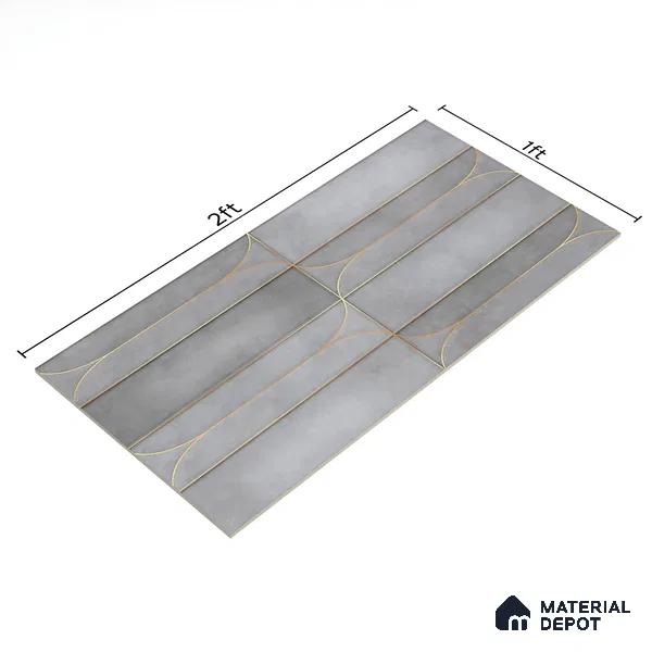 Faux Subway Wall Tile TL 05295 D Splendore Golden Arch Shadow 2 ft x 1 ft Ceramic Matte Finish - 9 mm | Suitable for Bathroom, Balcony, Kitchen Walls & Backsplashes | Please Expect a Slight Variation of Pattern (Sample)