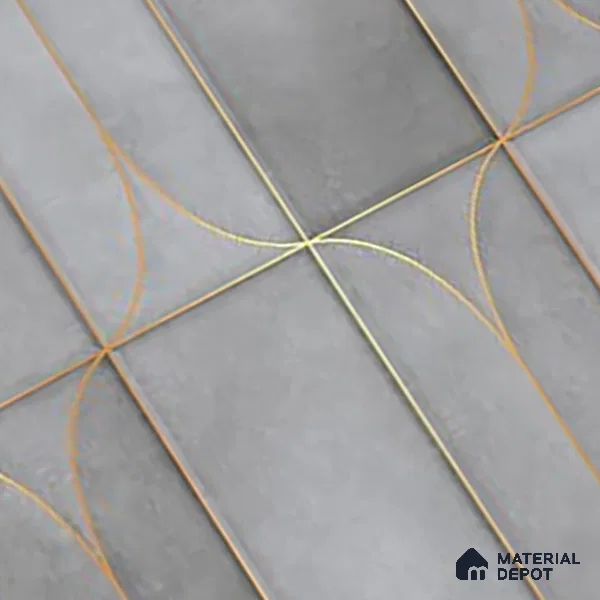 Faux Subway Wall Tile TL 05295 D Splendore Golden Arch Shadow 2 ft x 1 ft Ceramic Matte Finish - 9 mm | Suitable for Bathroom, Balcony, Kitchen Walls & Backsplashes | Please Expect a Slight Variation of Pattern (Sample)