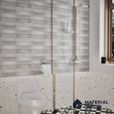 Faux Subway Wall Tile TL 05295 D Splendore Golden Arch Shadow 2 ft x 1 ft Ceramic Matte Finish - 9 mm | Suitable for Bathroom, Balcony, Kitchen Walls & Backsplashes | Please Expect a Slight Variation of Pattern (Sample)
