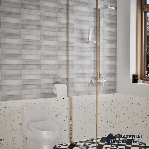 Faux Subway Wall Tile TL 05295 D Splendore Golden Arch Shadow 2 ft x 1 ft Ceramic Matte Finish - 9 mm | Suitable for Bathroom, Balcony, Kitchen Walls & Backsplashes | Please Expect a Slight Variation of Pattern