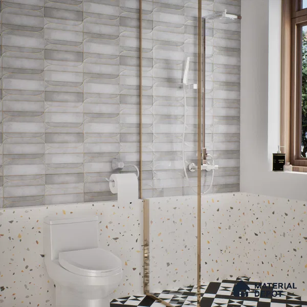 Faux Subway Wall Tile TL 05295 D Splendore Golden Arch Shadow 2 ft x 1 ft Ceramic Matte Finish - 9 mm | Suitable for Bathroom, Balcony, Kitchen Walls & Backsplashes | Please Expect a Slight Variation of Pattern (Sample)