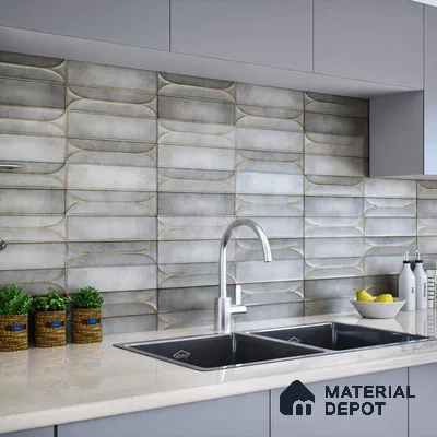 Faux Subway Wall Tile TL 05295 D Splendore Golden Arch Shadow 2 ft x 1 ft Ceramic Matte Finish - 9 mm | Suitable for Bathroom, Balcony, Kitchen Walls & Backsplashes | Please Expect a Slight Variation of Pattern (Sample)